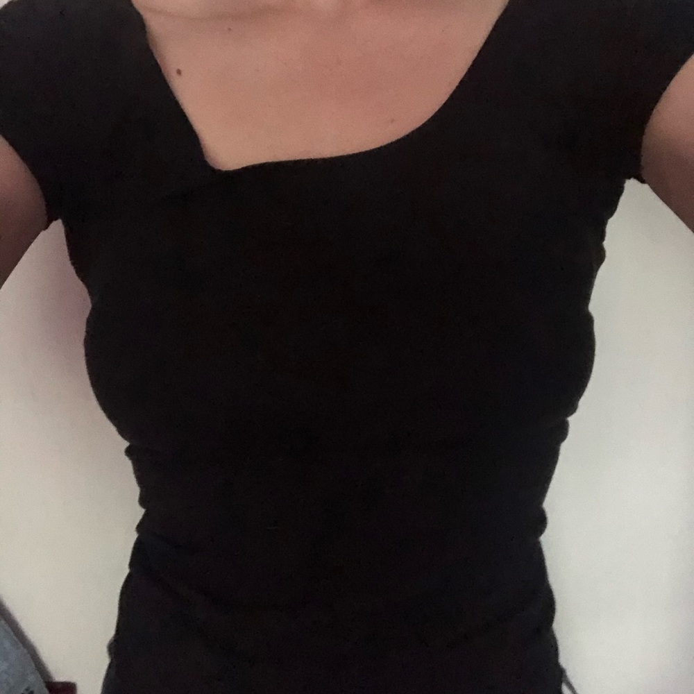 Garage black halter top form fitting shirt